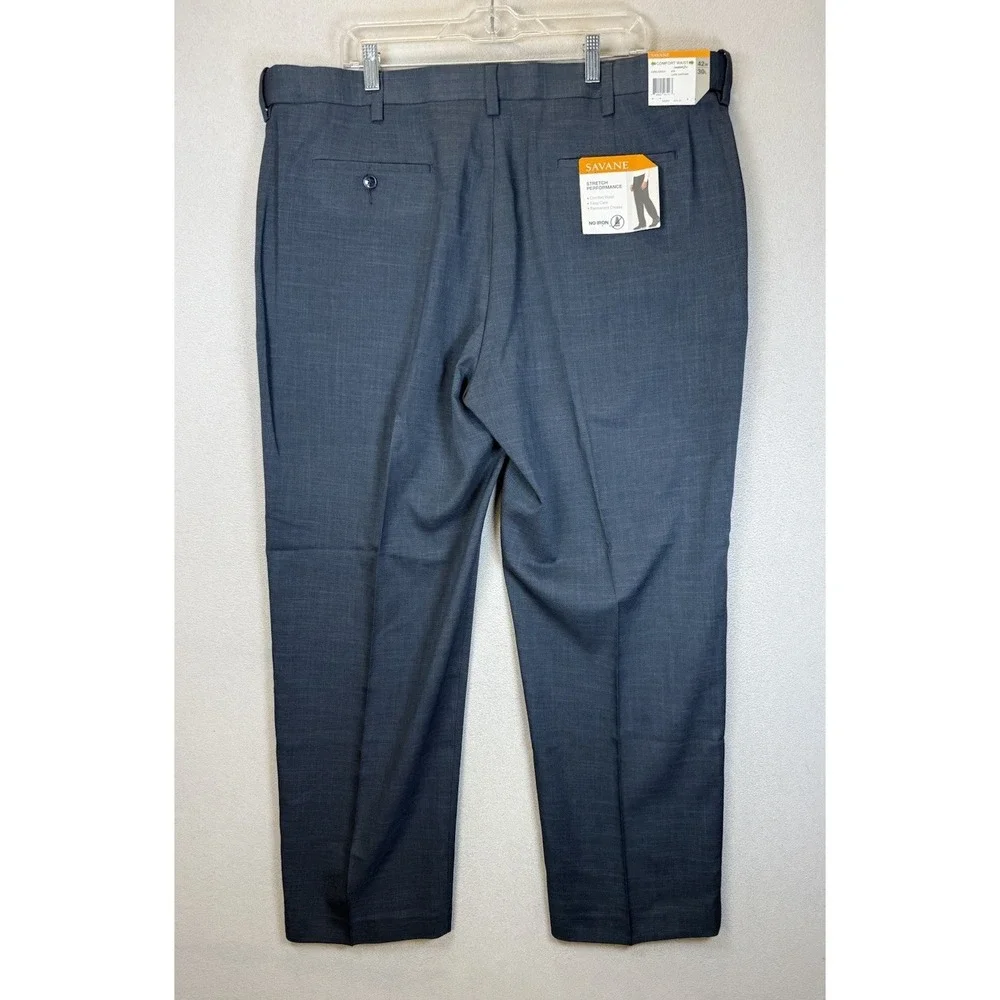 Savane Stretch Performance Men's Sz 42x30 Dark Sapphire No Iron Pants NWT $75‎